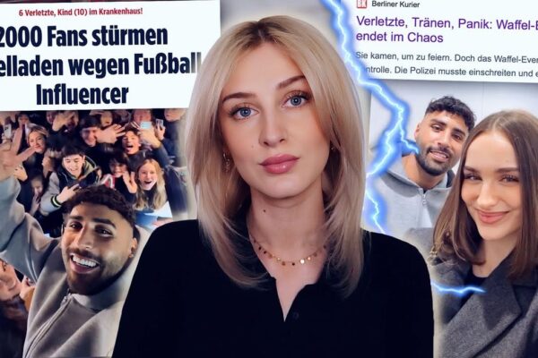 Alt-Text: Ein dynamisches Thumbnail für das Video "Promo um jeden Preis? Wie die Jindaouis vom Chaos profitieren" von Sashka. Das Bild zeigt die Jindaouis in einem lebhaften und farbenfrohen Umfeld, umgeben von symbolischen Elementen des Chaos und der Promotion. Der Titel des Videos ist in großen, auffälligen Buchstaben zu sehen, um die Aufmerksamkeit der Zuschauer zu erregen.