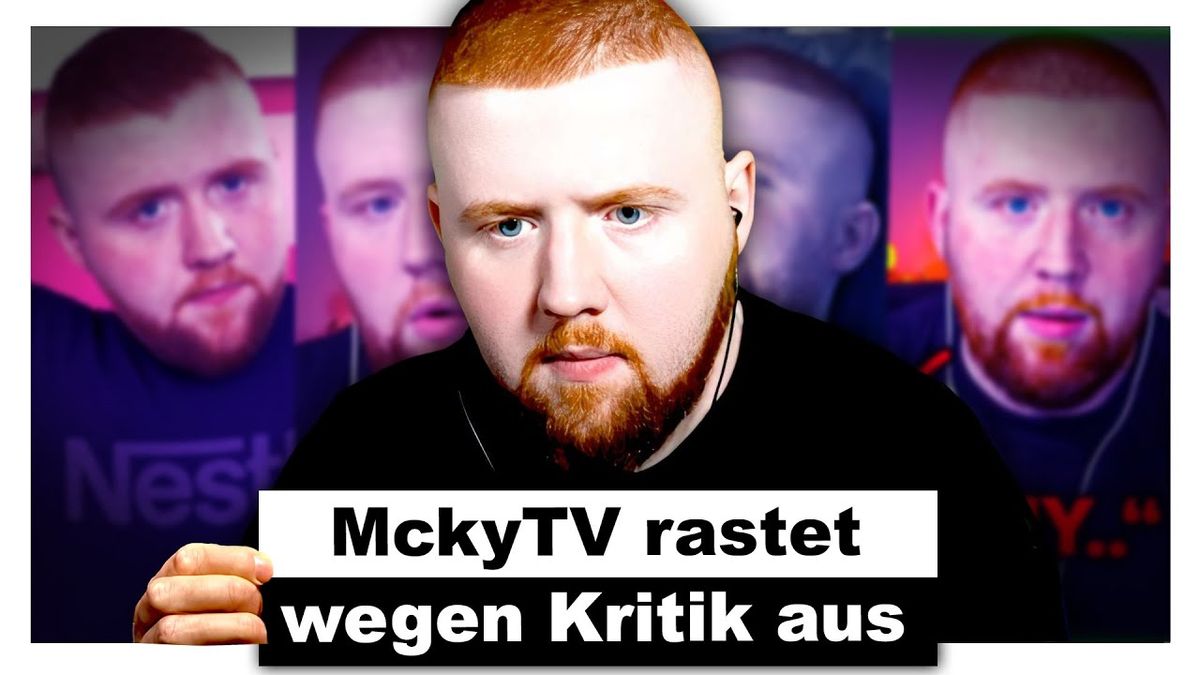 Vorschaubild des Videos: MckyTV reagiert wütend auf harmlose Kritik. Zu sehen ist MckyTV mit einem aufgebrachten Gesichtsausdruck, während er in einem Raum sitzt. Im Hintergrund sind Gaming-Poster und ein PC-Setup zu erkennen.