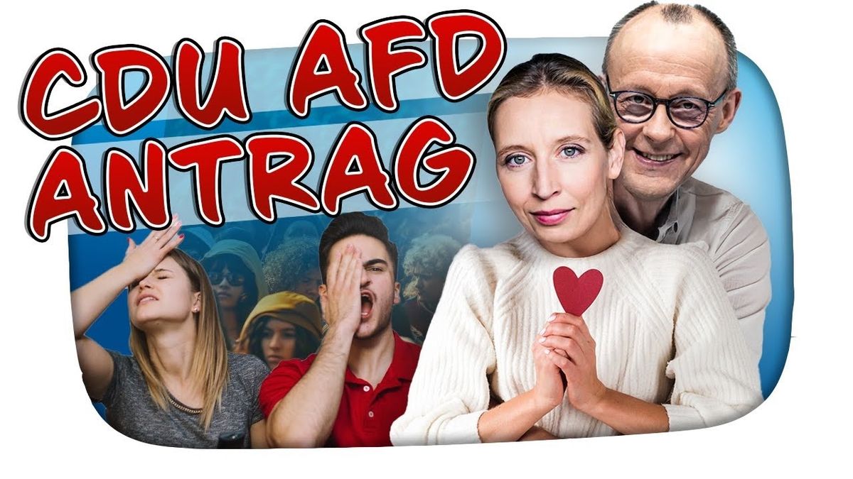 Thumbnail des Videos "GRR die CDU und AFD sind BÖSE GRR - Kuchen Talks #1052" vom Kanal KuchenTV: KuchenTV sitzt vor einem Mikrofon und schaut ernst in die Kamera, im Hintergrund sind politische Symbole und Logos der CDU und AFD zu sehen.