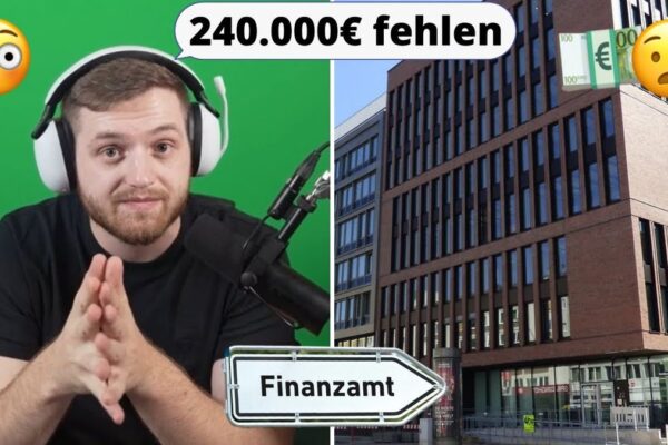 Ein geeignetes Alt-Text für das Thumbnail des Videos "Unternehmen schulden mir noch 240.000€😳👀💶" von Trymacs könnte sein: "Trymacs schaut überrascht in die Kamera, während im Hintergrund die Zahl 240.000€ groß angezeigt wird, umgeben von Emojis, die Schock und Geld symbolisieren.