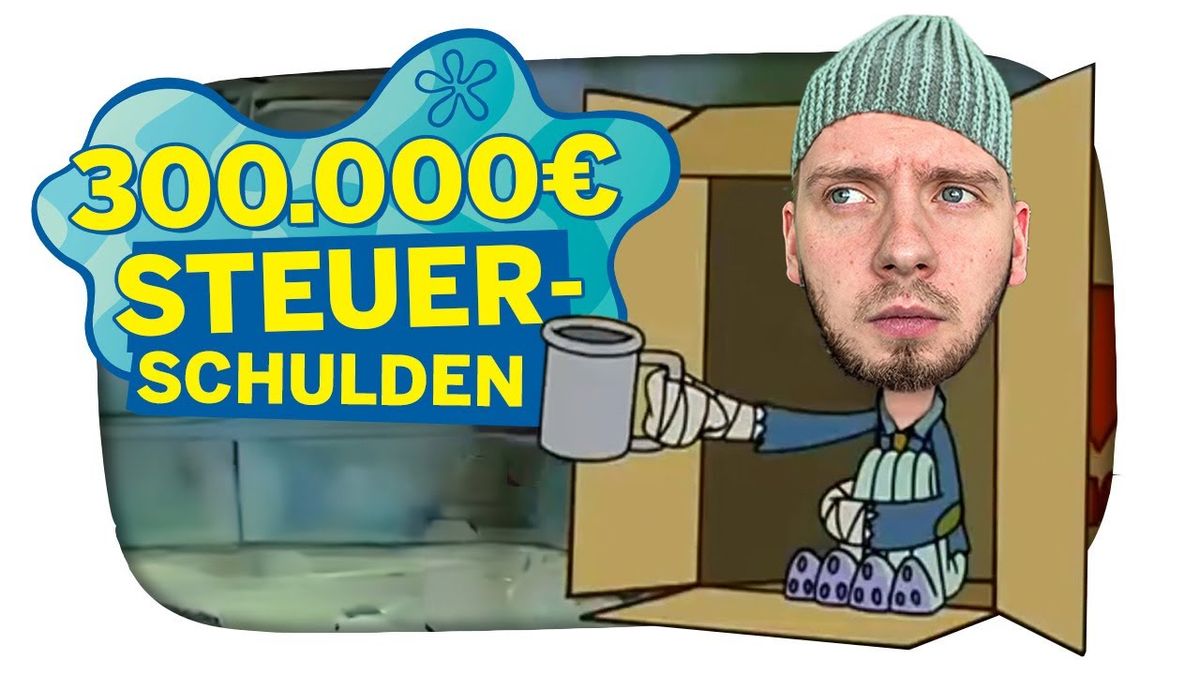 Vorschaubild des Videos "ICH HABE 300.000 EURO STEUERSCHULDEN - Kuchen Talks #1061" vom Kanal KuchenTV: Ein Mann sitzt vor einer Kamera und spricht in ein Mikrofon, im Hintergrund ein Bücherregal. Text auf dem Bild: "ICH HABE 300.000 EURO STEUERSCHULDEN".