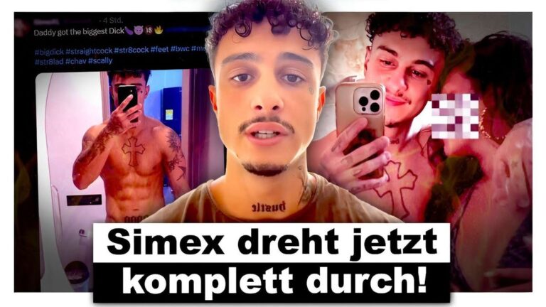 Thumbnail zeigt AlphaKevin mit einem überraschten Gesichtsausdruck, während im Hintergrund Screenshots von Simex und Yo Oli zu sehen sind. Text auf dem Thumbnail: "Simex wird zu Yo Oli 2.0 & macht jetzt OnlyFans (starke Schmerzen)".