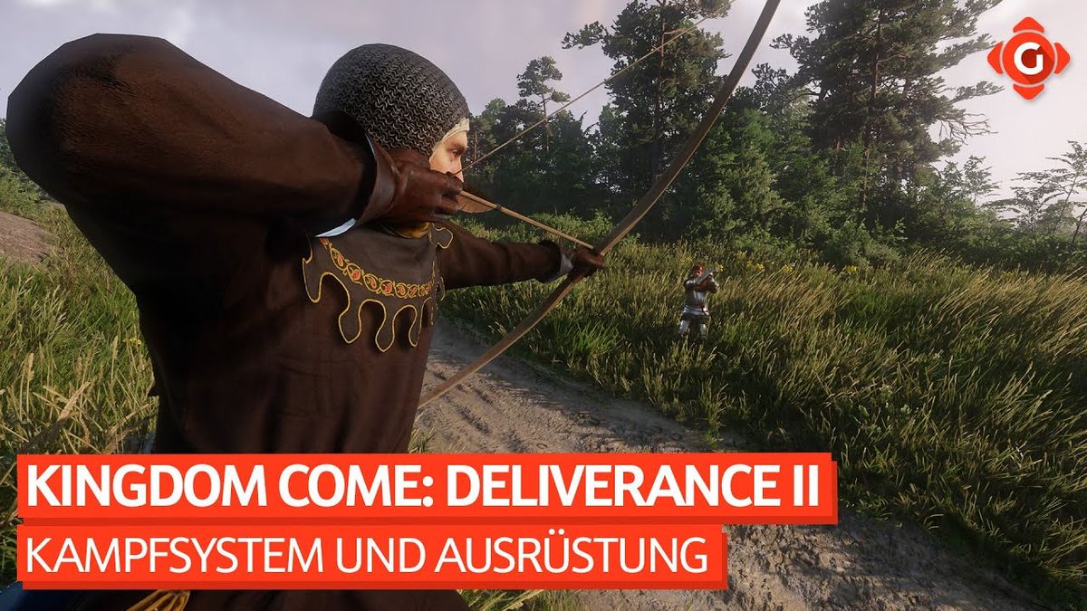 Thumbnail des Videos "Kingdom Come: Deliverance II – Kampfsystem und Ausrüstung" vom Kanal Gameswelt, zeigt einen mittelalterlichen Ritter in Rüstung mit Schwert in einer Kampfszene.