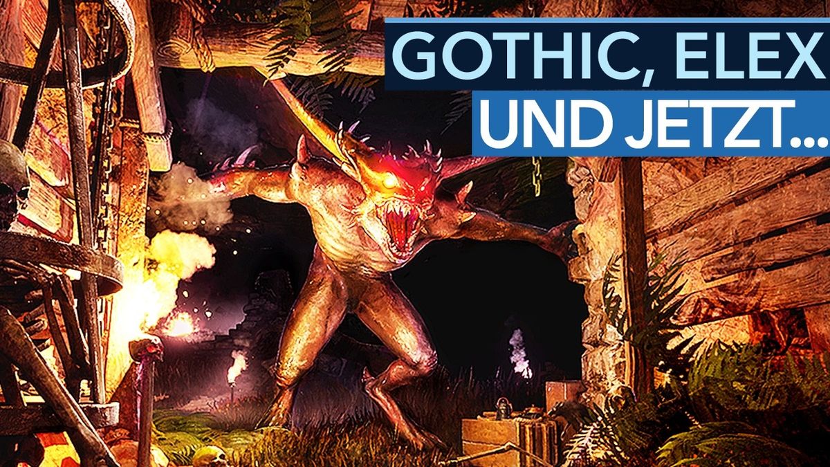 Thumbnail des Videos "Cralon - Das neue Spiel der ehemaligen Gothic-Entwickler!" zeigt ein Fantasy-Setting mit einem mittelalterlichen Krieger in Rüstung, der ein Schwert hält, umgeben von mystischen Landschaften.