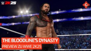 Vorschaubild des Videos "The Bloodline’s Dynasty - Preview zu WWE 2K25" vom Kanal Gameswelt: Ein dynamisches Bild zeigt die Mitglieder der Bloodline-Fraktion in einem epischen Wrestling-Moment, umgeben von einer elektrisierenden Arena-Atmosphäre.