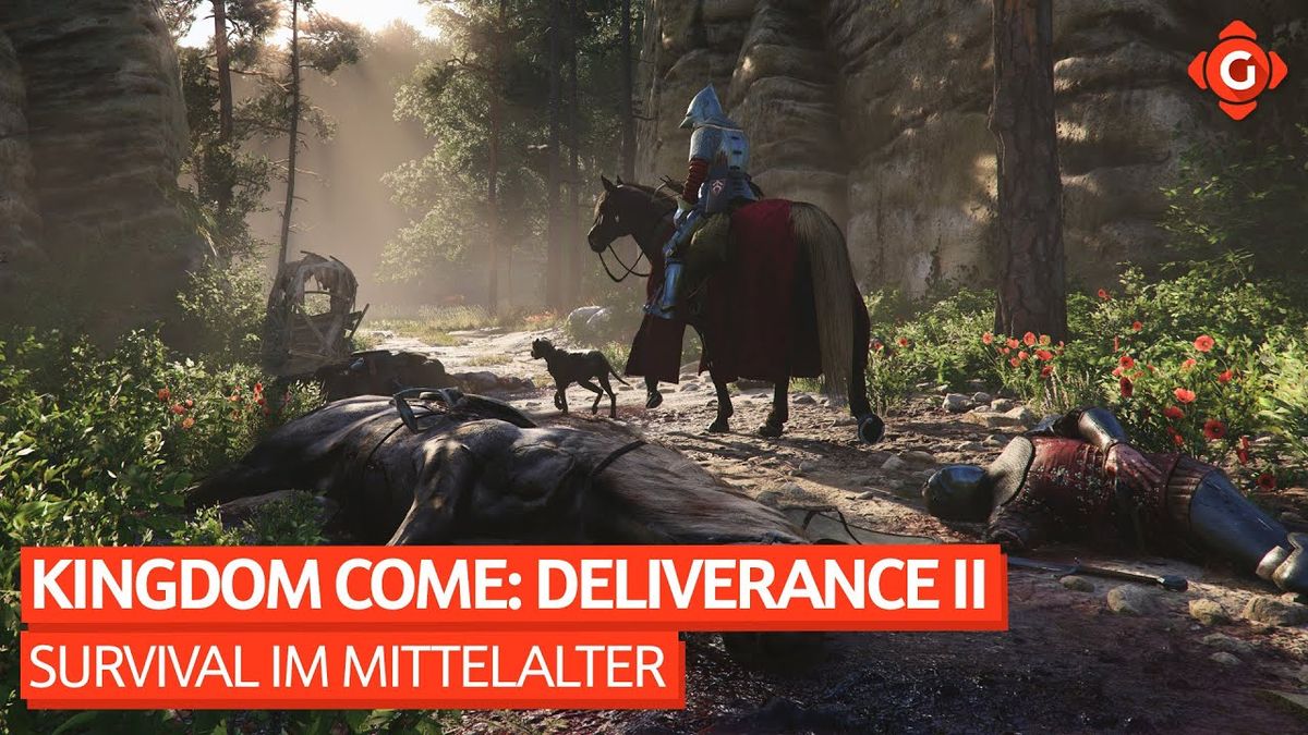 Thumbnail des Videos "Kingdom Come: Deliverance II – Survival im Mittelalter" vom Kanal Gameswelt, zeigt einen mittelalterlichen Ritter in einer Rüstung, der ein Schwert hält, umgeben von einer düsteren Landschaft.