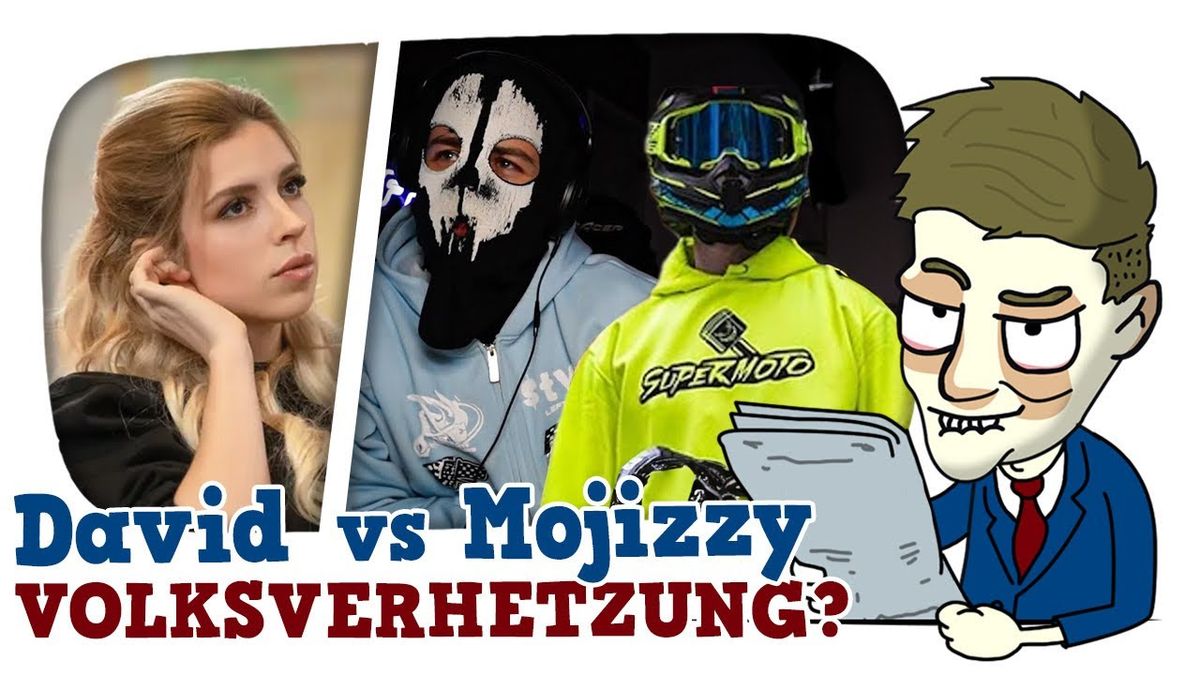 Thumbnail des Videos zeigt SHURJOKA und FIBII in einem kontroversen Kontext, umgeben von Schlagzeilen und Symbolen, die auf Volksverhetzung und Kritik hinweisen.