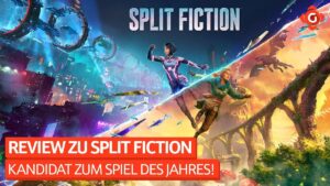 Thumbnail des Videos "Wahnsinn! Ist das jetzt schon das Spiel des Jahres? Review zu Split Fiction" vom Kanal Gameswelt. Zu sehen ist ein dynamisches und actionreiches Bild aus dem Spiel Split Fiction mit dem Titel des Videos in auffälligen Buchstaben.
