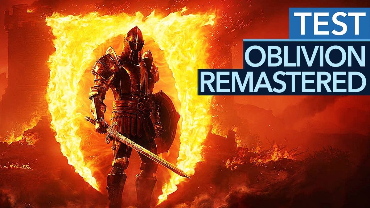 Thumbnail zeigt das Cover des Spiels "The Elder Scrolls IV: Oblivion" mit dem Titel "Oblivion Remastered im Test" und einem Hintergrundbild aus der Spielwelt.