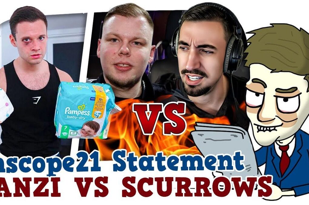 INSCOPEs Vaterrolle & Tanzverbots Casino-Konflikt: Drama pur! Vorschaubild des Videos "INSCOPE STATEMENT / TANZI vs SCURROWS und ORANGE - Cake News #308" vom Kanal KuchenTV. Im Bild ist der YouTuber KuchenTV zu sehen, der vor einer bunten, dynamischen Hintergrundgrafik steht. KuchenTV trägt ein schwarzes T-Shirt und blickt direkt in die Kamera.