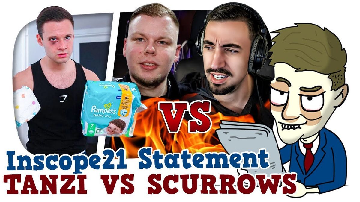 Vorschaubild des Videos "INSCOPE STATEMENT / TANZI vs SCURROWS und ORANGE - Cake News #308" vom Kanal KuchenTV. Im Bild ist der YouTuber KuchenTV zu sehen, der vor einer bunten, dynamischen Hintergrundgrafik steht. KuchenTV trägt ein schwarzes T-Shirt und blickt direkt in die Kamera.