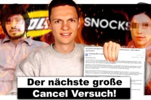Thumbnail des Videos "Die brutale Hetze gegen mich & meine Werbepartner" vom Kanal AlphaKevin zeigt AlphaKevin mit ernstem Gesichtsausdruck, umgeben von dramatischen Lichteffekten und Grafiken, die auf Kontroversen und Konflikte hinweisen.