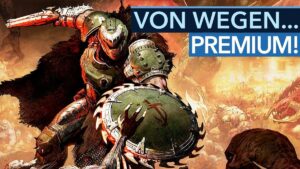 Doom: The Dark Ages – Fans verärgert über teure Vorabzugang-Edition Vorschaubild des Videos "DOOM: The Dark Ages treibt den blödesten Trend der Spieleindustrie auf die nächste Spitze!" vom Kanal Gamestar, zeigt mittelalterliche Doom-Szene mit Rittern und Monstern.