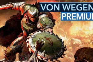 Vorschaubild des Videos "DOOM: The Dark Ages treibt den blödesten Trend der Spieleindustrie auf die nächste Spitze!" vom Kanal Gamestar, zeigt mittelalterliche Doom-Szene mit Rittern und Monstern.