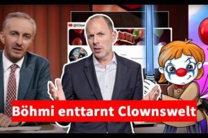 Video-Thumbnail zeigt Christian Solmecke, der in einem Anwaltsbüro sitzt, mit nachdenklichem Gesichtsausdruck. Im Hintergrund sind Bücherregale und ein Laptop zu sehen. Text auf dem Thumbnail: "Böhmermann enthüllt Identität von 'Clownswelt': War das legal?