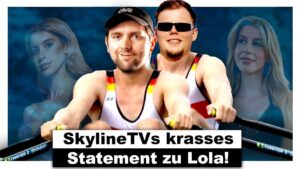 Adam entschuldigt sich: Neue Wendung im Drama mit Tanzverbot und Lola Ein Mann mit erstaunter Miene sitzt vor einem Computerbildschirm, während im Hintergrund bunte Lichter leuchten. Der Titel des Videos "Das unerwartet heftige Statement von SkylineTV!" ist in großen Buchstaben über dem Bild zu sehen.