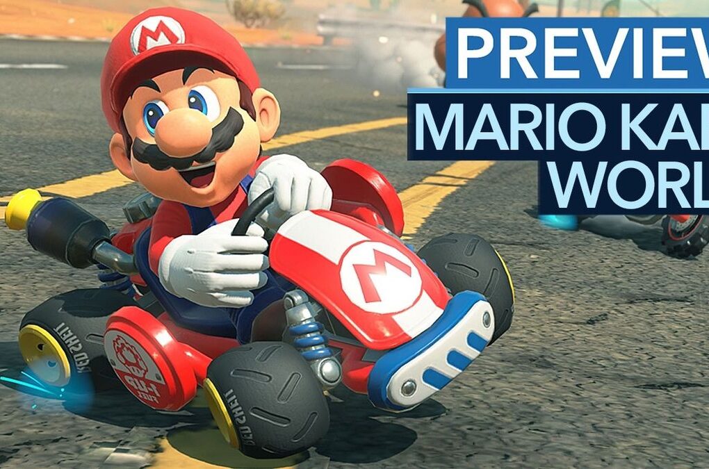 Thumbnail des Videos "Open World und mehr, mehr, mehr! - Mario Kart World startet auf der Switch 2 in eine neue Zeit!" vom Kanal Gamestar zeigt eine dynamische Rennszene mit Mario in einem Kart, umgeben von bunten Strecken und einer offenen Welt im Hintergrund.