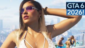 Thumbnail des Videos "Der neue Release-Termin für GTA 6 ist ein Geschenk für die halbe Spiele-Industrie!" vom Kanal Gamestar: Ein stilisiertes Bild von GTA 6 mit einem großen, auffälligen Veröffentlichungsdatum und einem Hintergrund, der Aufregung und Spannung vermittelt.