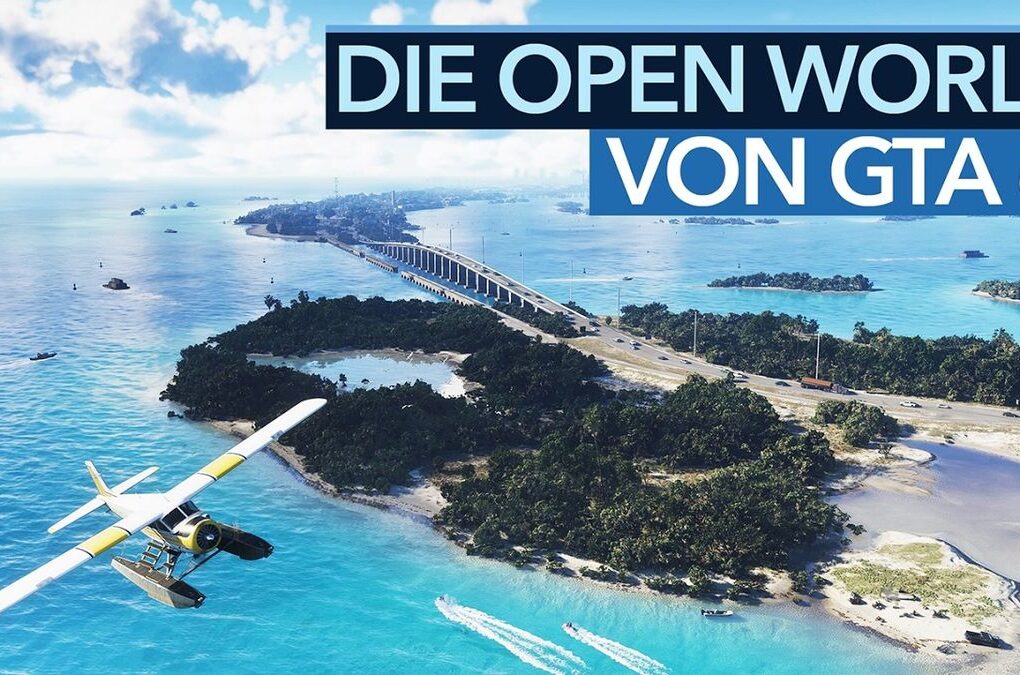 Thumbnail zeigt eine Karte mit markierten Regionen von GTA 6, darunter Berge, Sümpfe und eine Großstadt, mit dem Titel "Das sind die 6 Regionen von GTA 6!" und dem Gamestar-Logo.